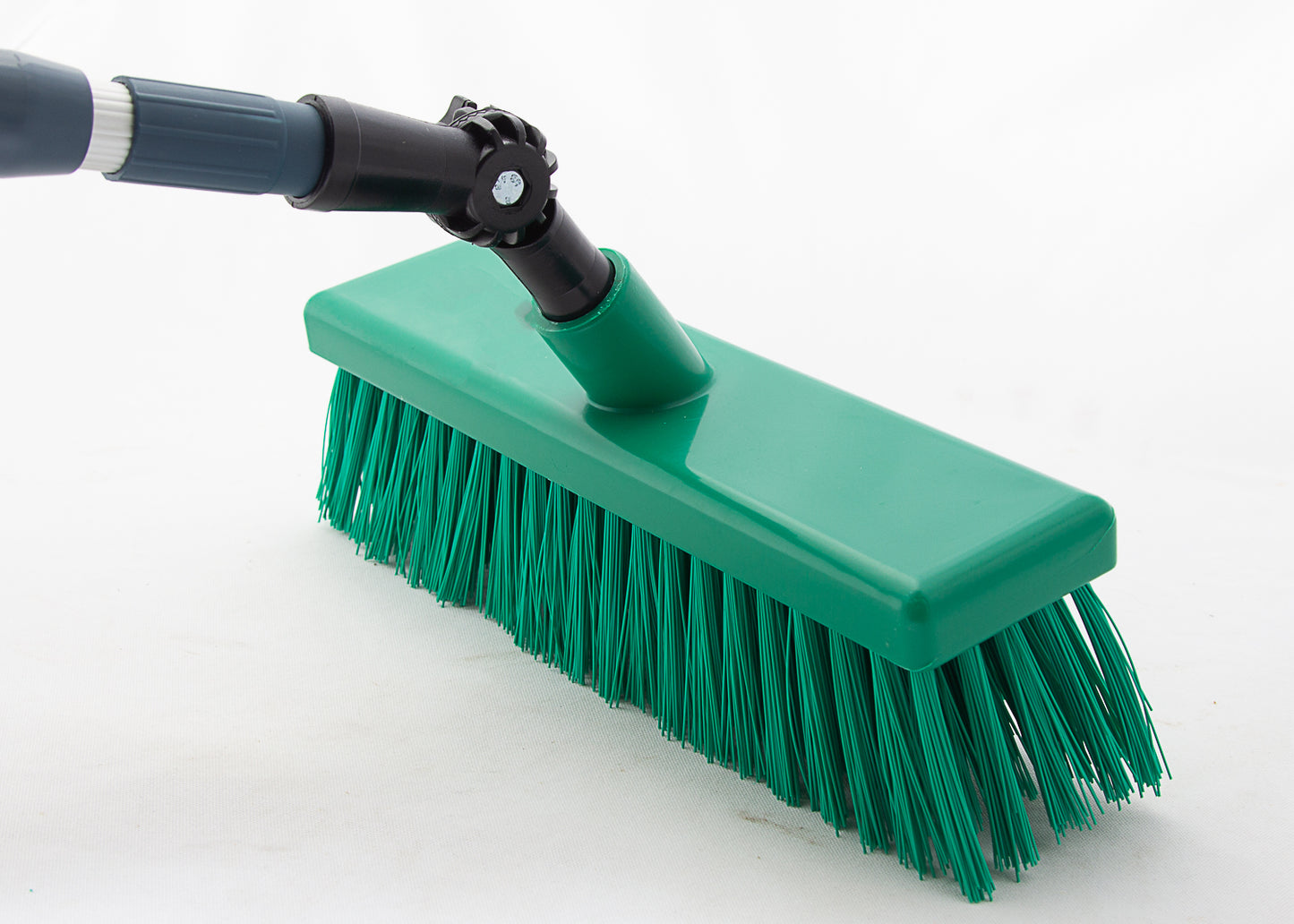 stiff brush head set at an adjustable angle