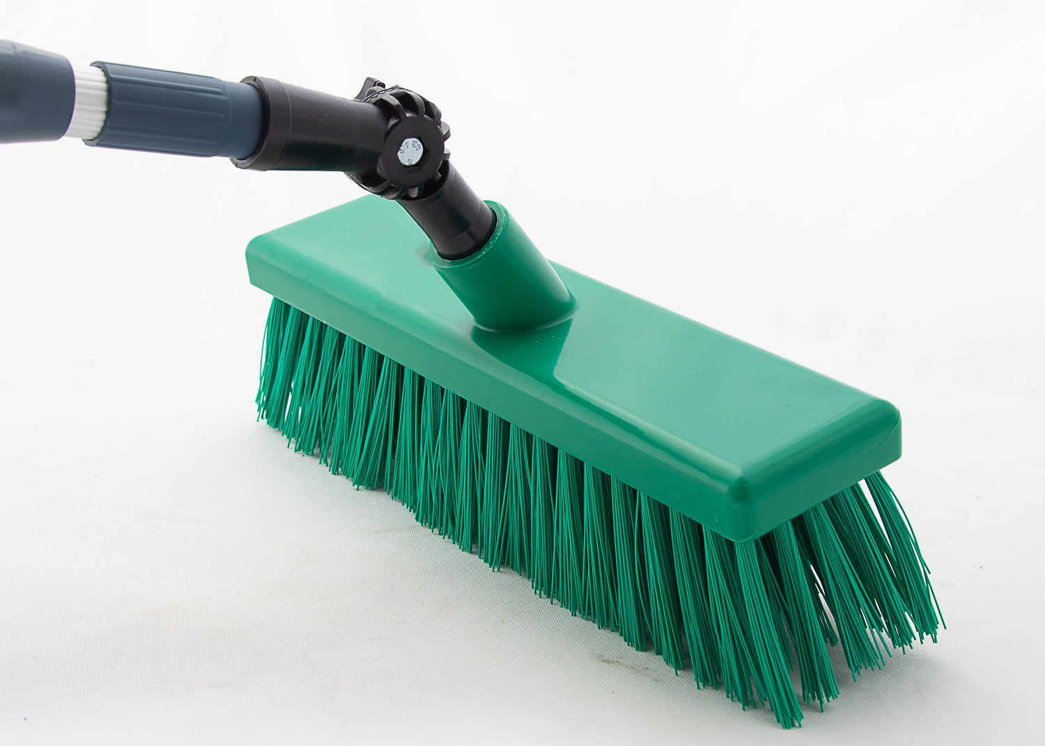 stiff brush head set at an adjustable angle