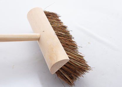 wooden broom head with wooden handle
