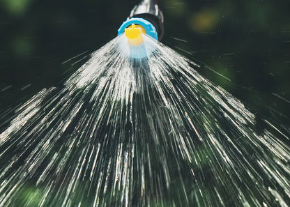 photo of the spray pattern for our anti drift sprayer nozzle for horticultural and moss killing liquids 
