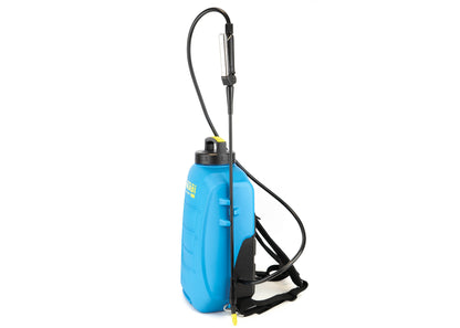 profile photo of our electric backpack sprayer showing the lance, nozzle and hose.