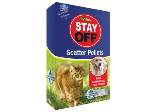 scatter pellets to discourage animals from fouling in a treated area